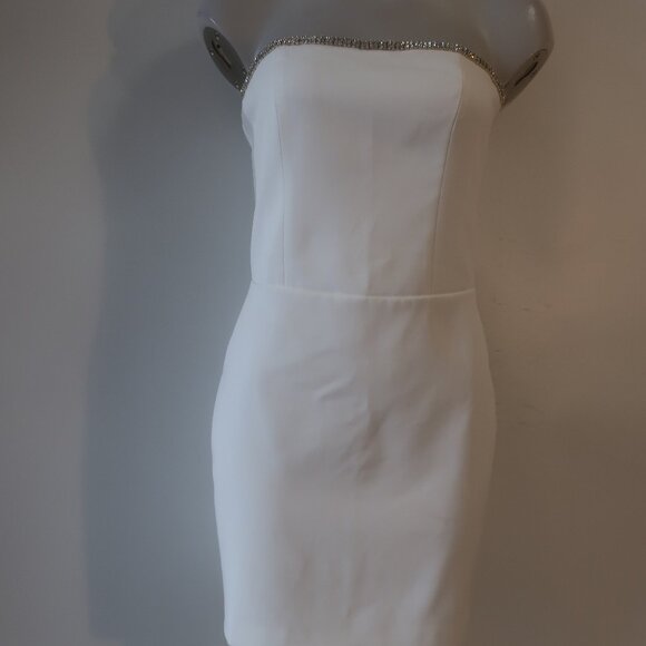 NWT Women Generation Love White Rhinestone Joelle Crystal Strapless Dress 8 - Picture 12 of 15